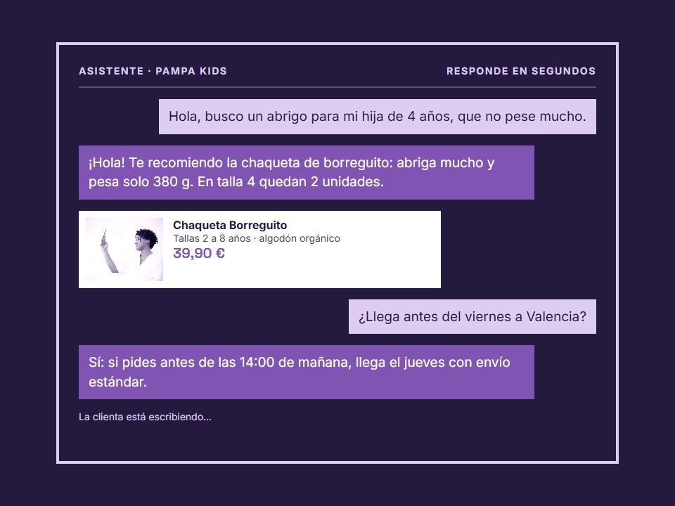 Chat de un agente de IA recomendando productos a una clienta de una tienda online