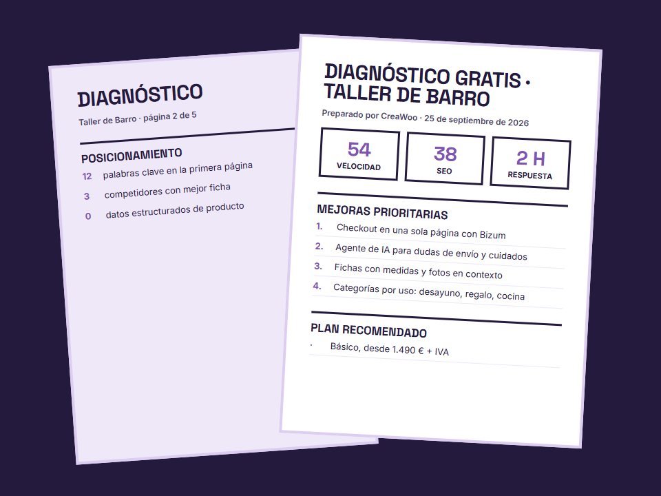 Informe de diagnóstico gratis con puntuaciones, mejoras prioritarias y plan recomendado